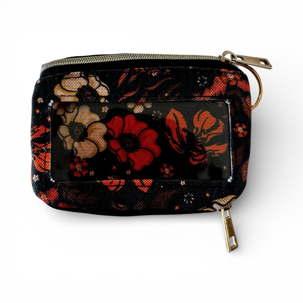 Simply Southern Black Red Cream Orange Floral Wallet ID Holder